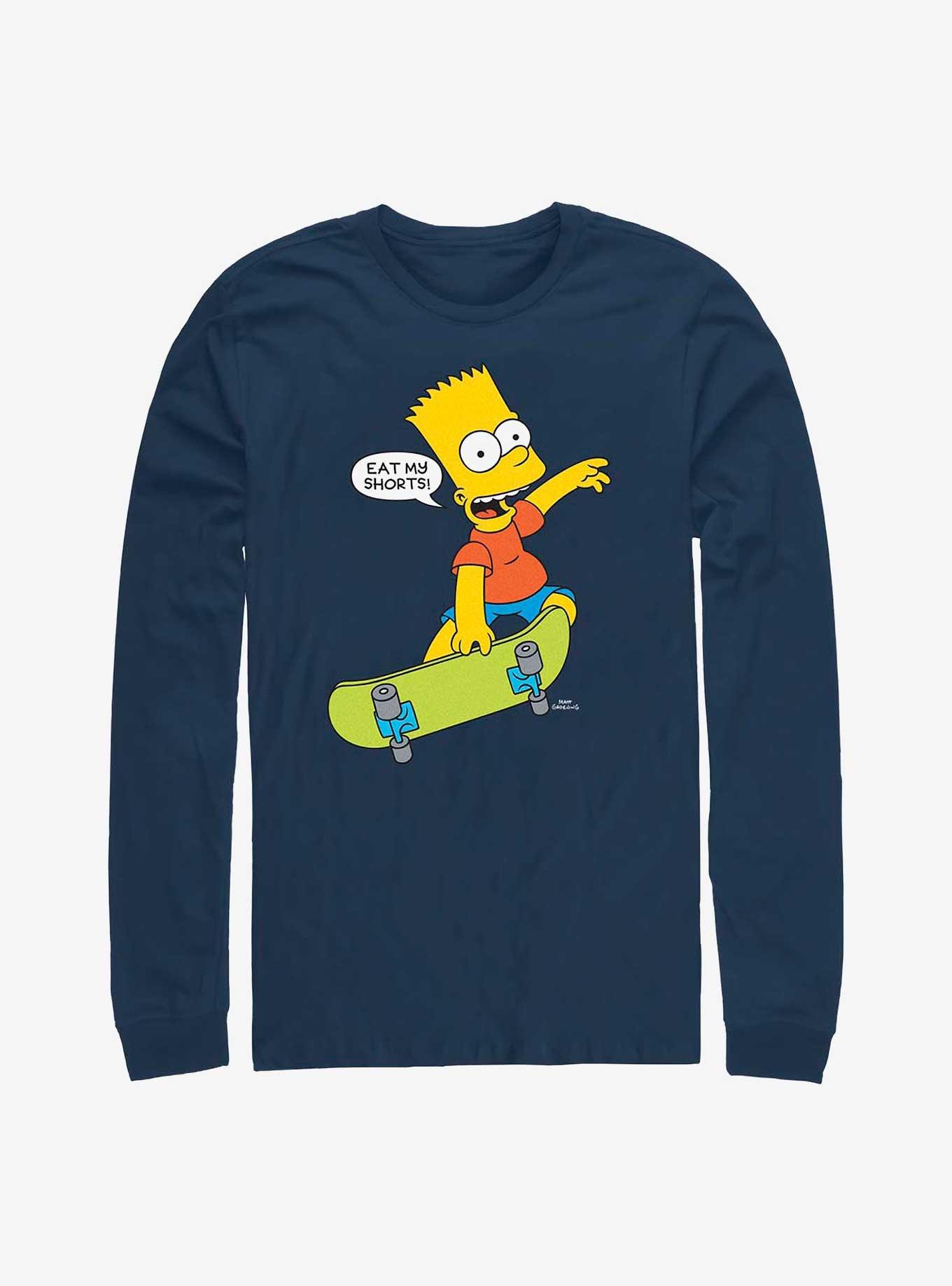 The Simpsons Bart Eat My Shorts Long-Sleeve T-Shirt, NAVY, hi-res