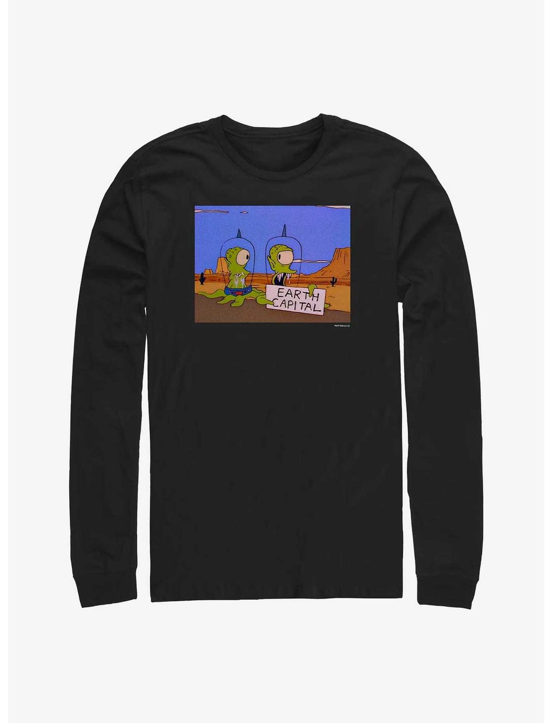 The Simpsons Earth Capital Long-Sleeve T-Shirt, BLACK, hi-res
