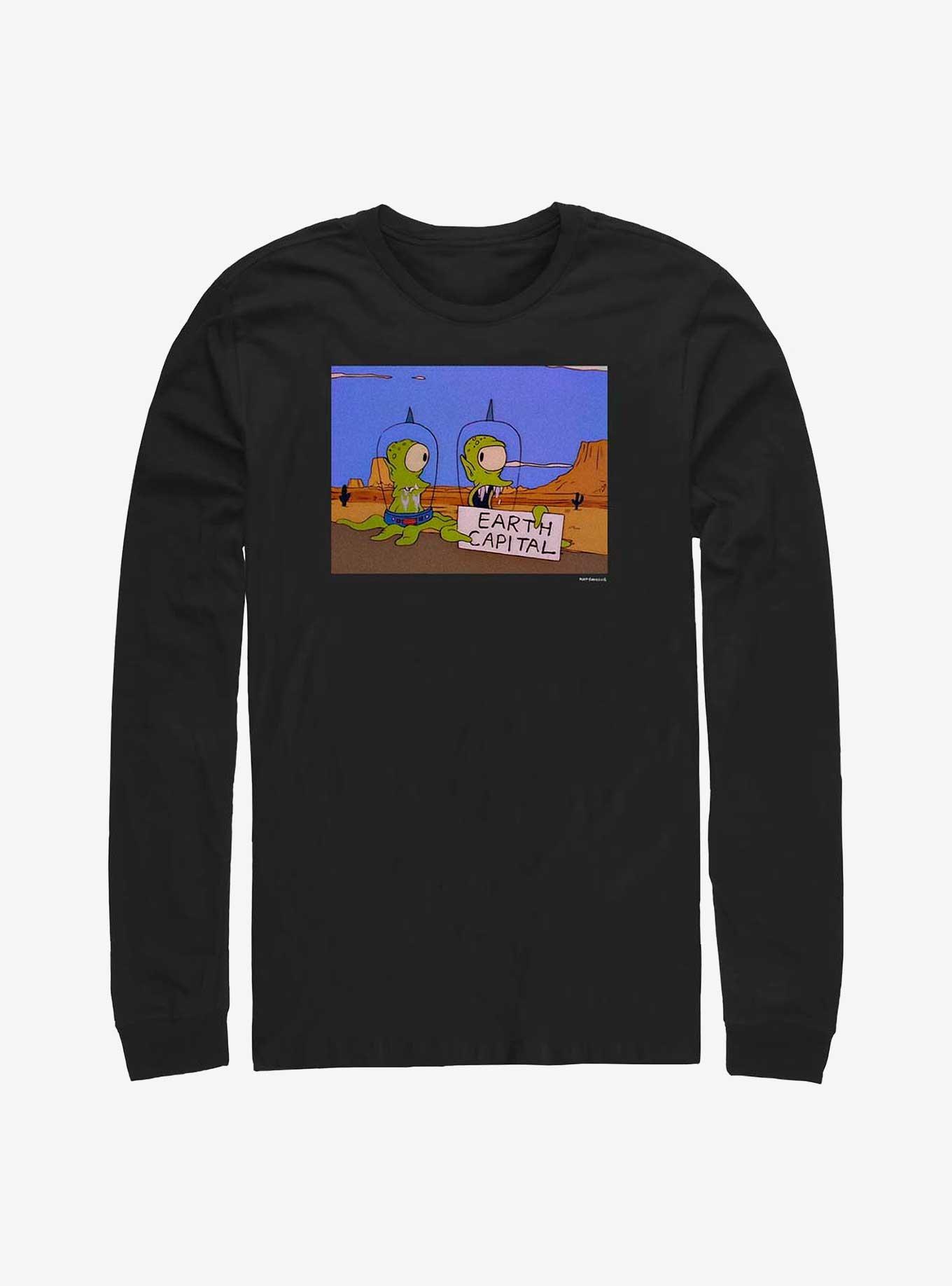 The Simpsons Earth Capital Long-Sleeve T-Shirt, BLACK, hi-res