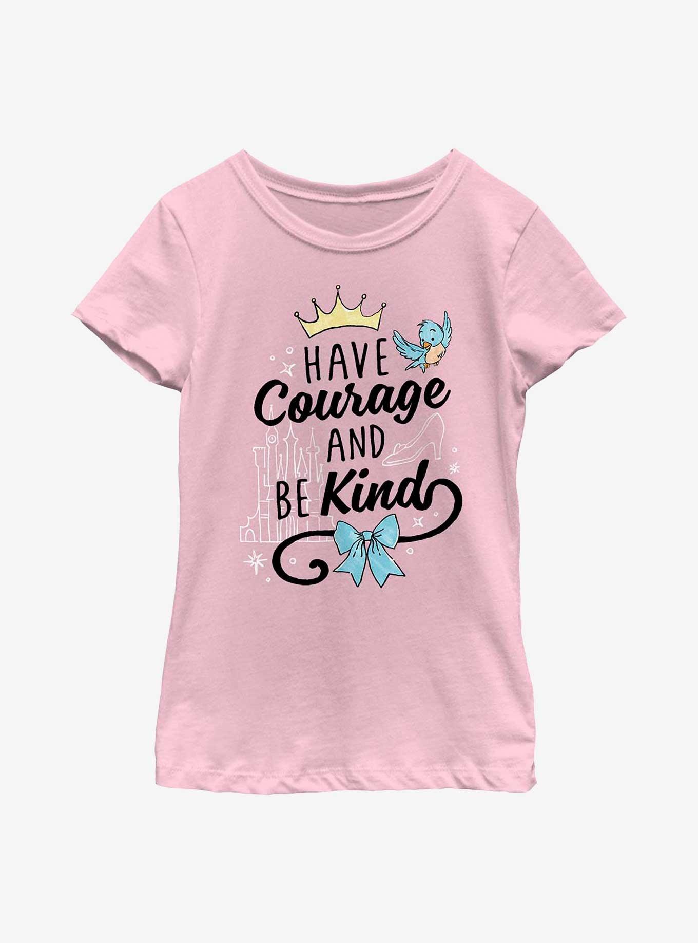 Disney Cinderella Have Courage & Be Kind Youth Girls T-Shirt, PINK, hi-res