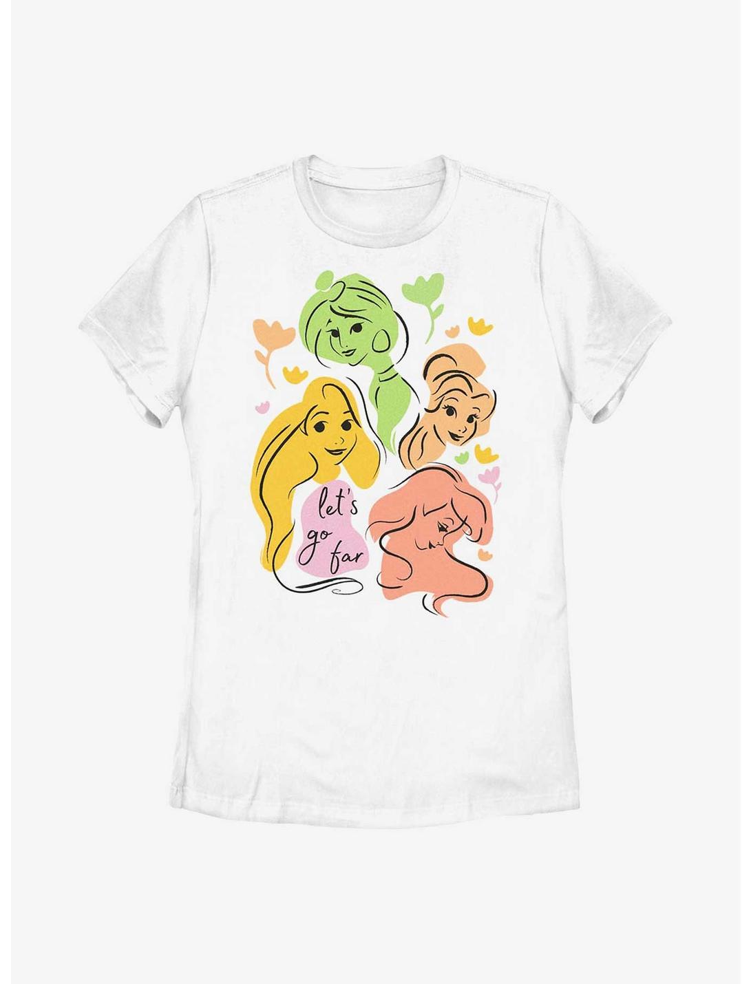 Disney Princesses Abstract Line Art Womens T-Shirt, WHITE, hi-res