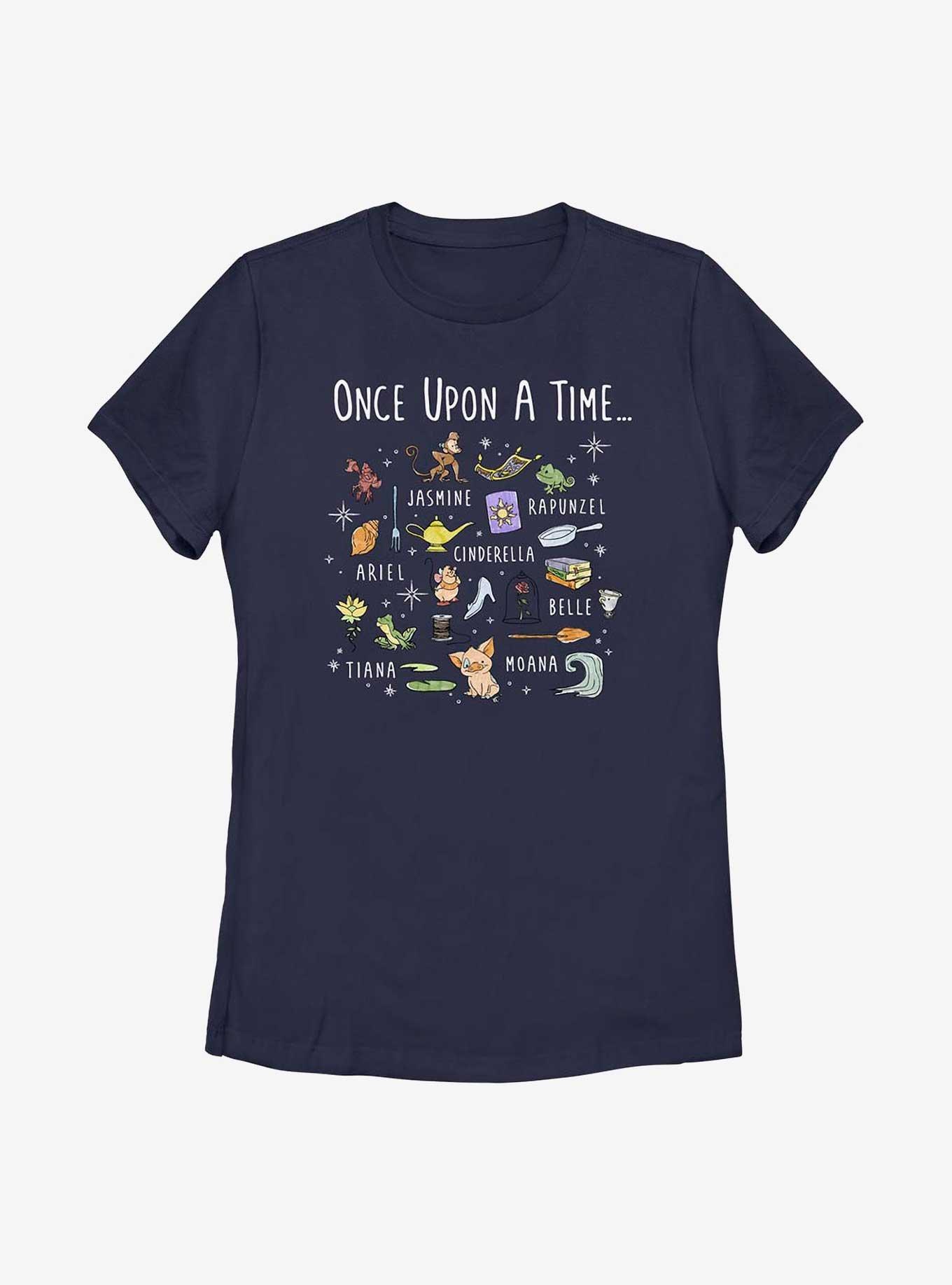 Disney Princesses Hand-Drawn Icons Womens T-Shirt, , hi-res