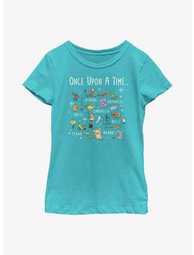 Disney Princesses Hand-Drawn Icons Youth Girls T-Shirt, , hi-res