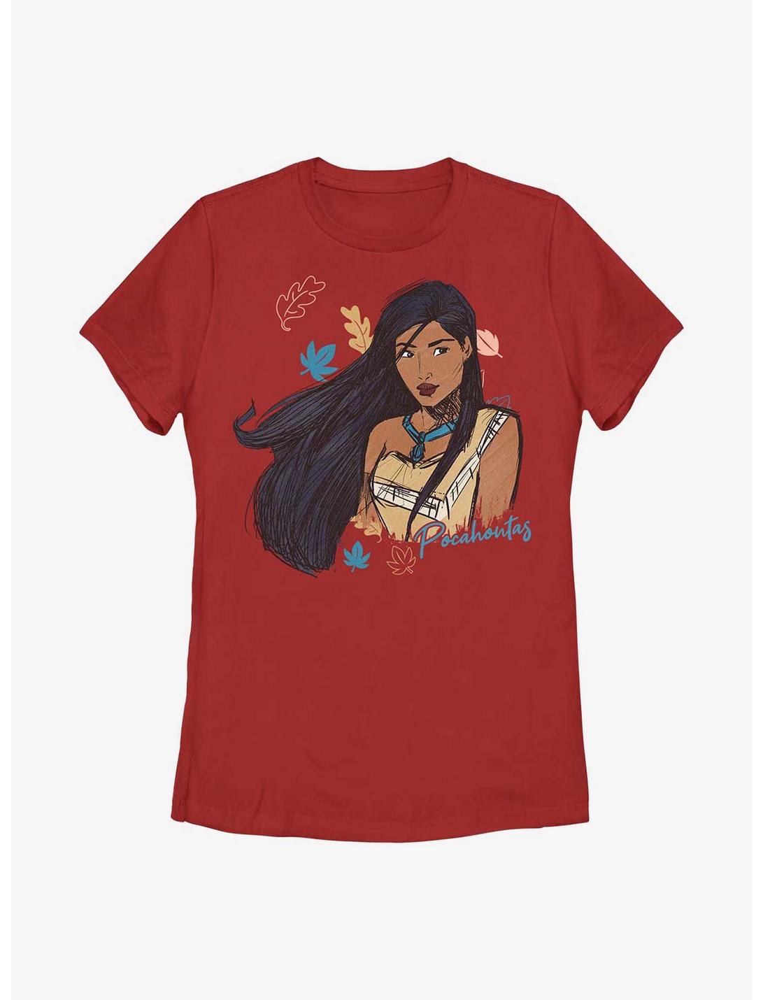 Disney Pocahontas Sketch Womens T-Shirt, RED, hi-res