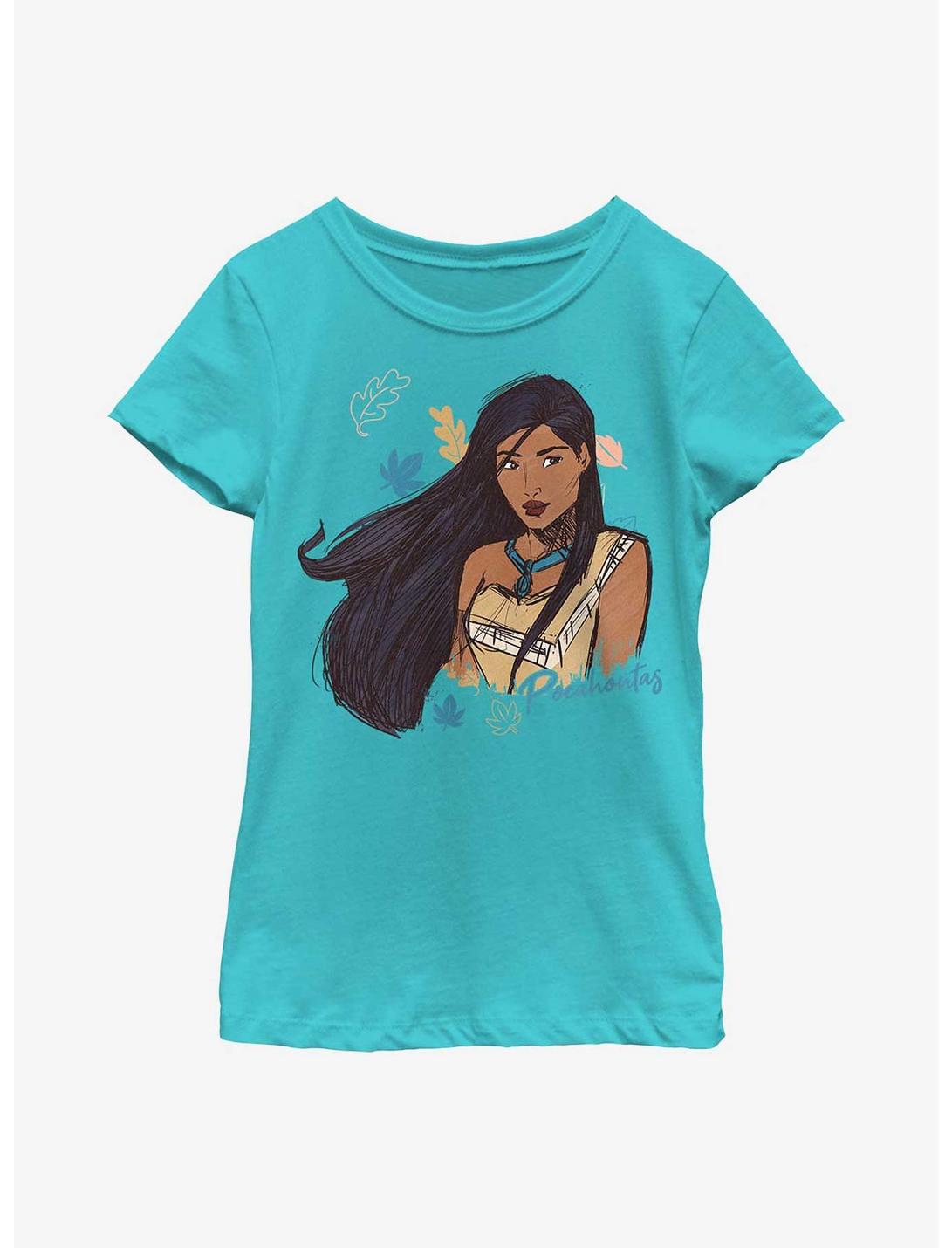 Disney Pocahontas Sketch Youth Girls T-Shirt, TAHI BLUE, hi-res