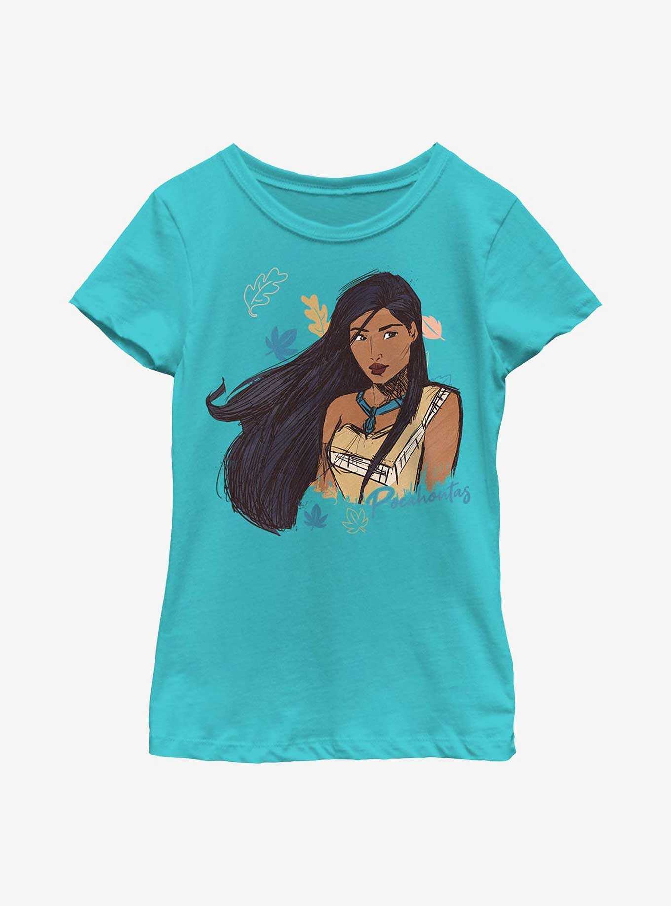 Disney Pocahontas Sketch Youth Girls T-Shirt, , hi-res