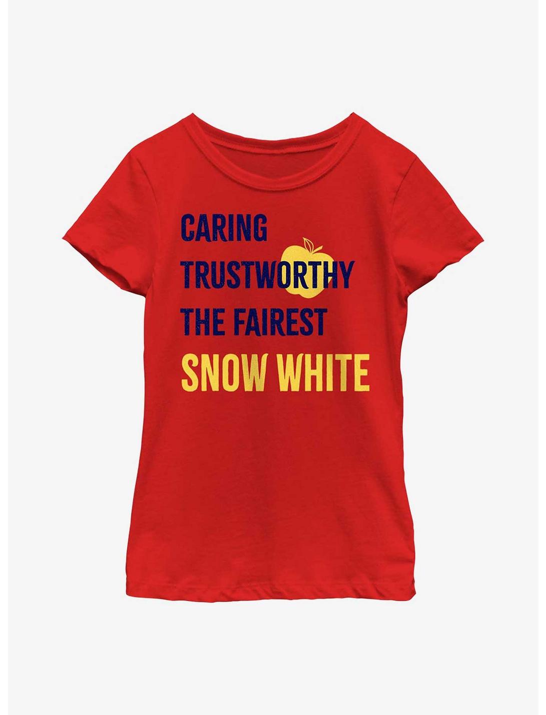 Disney Snow White And The Seven Dwarfs Princess List Youth Girls T-Shirt, RED, hi-res