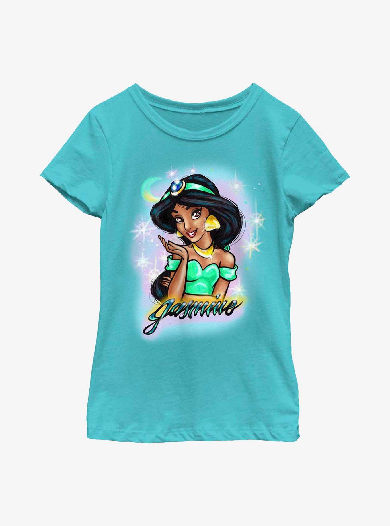 Disney Aladdin Princess Jasmine Airbrush Youth Girls T-Shirt, TAHI BLUE, hi-res