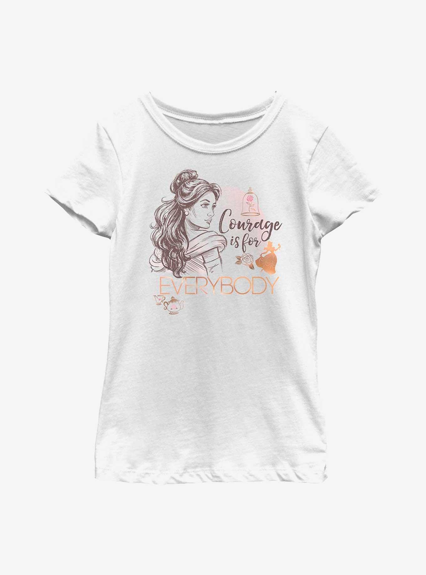 Disney Beauty And The Beast Courage Is For Everybody Youth Girls T-Shirt, WHITE, hi-res