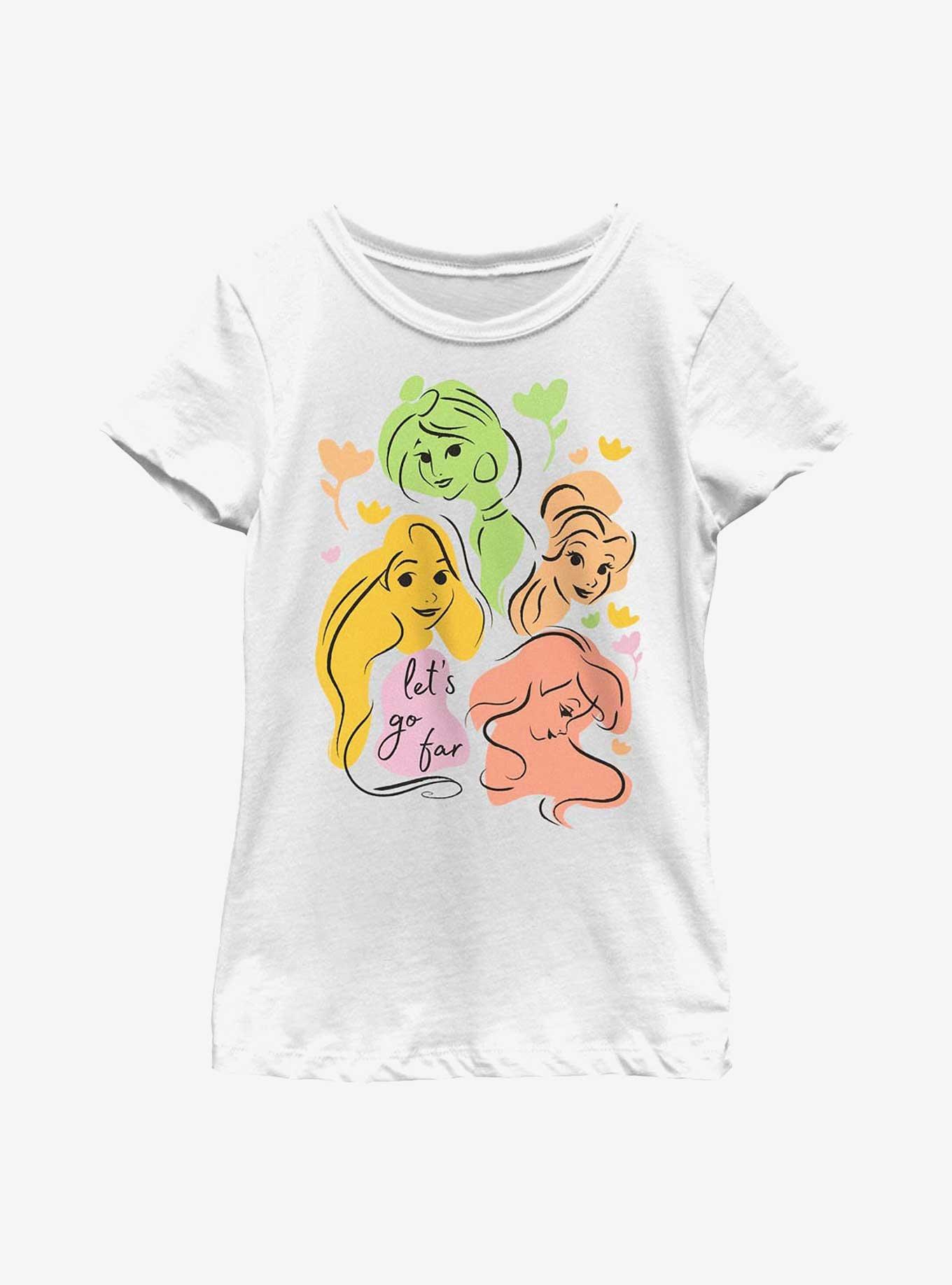 Disney Princesses Abstract Line Art Youth Girls T-Shirt, , hi-res