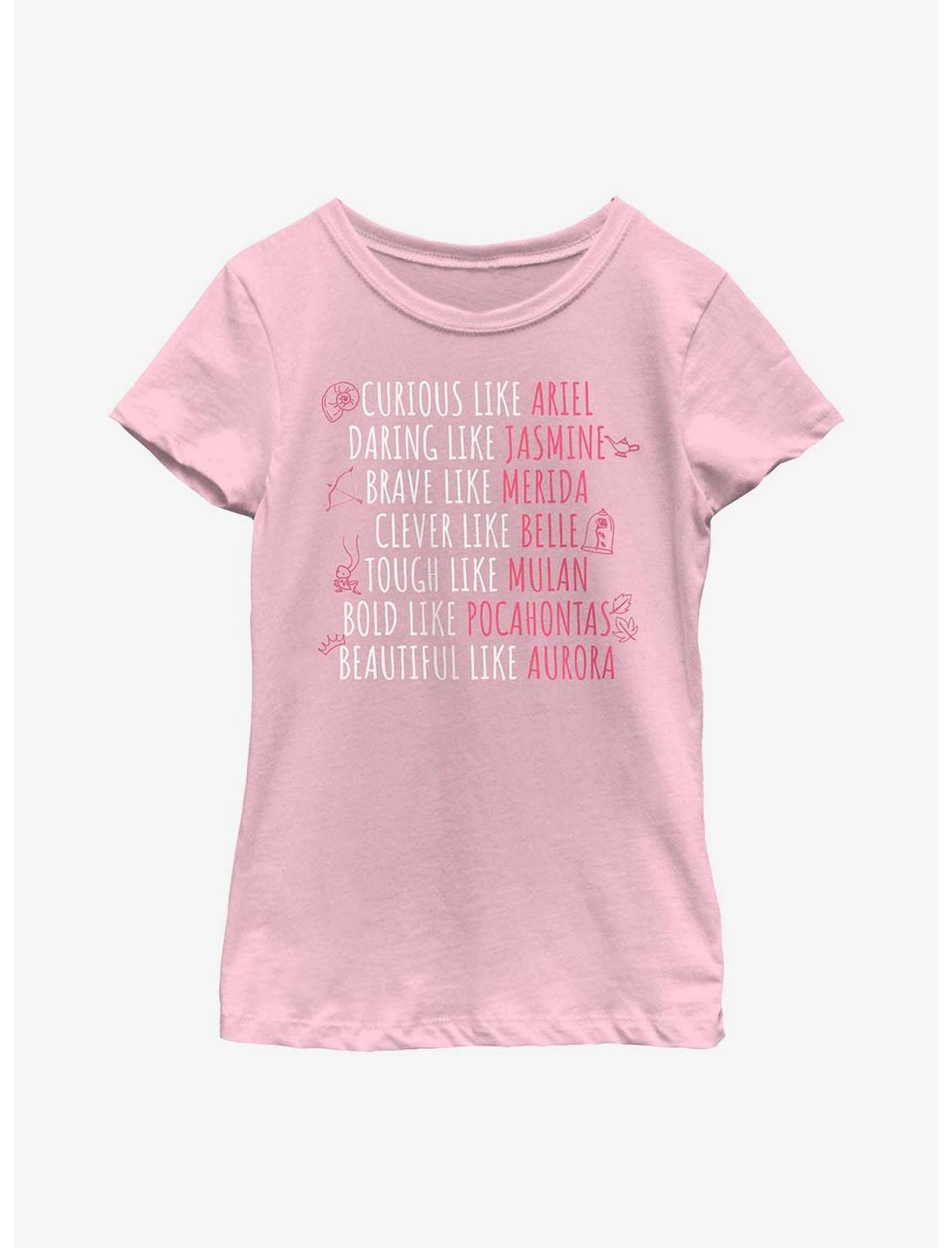 Disney Princesses Character Traits Youth Girls T-Shirt, PINK, hi-res
