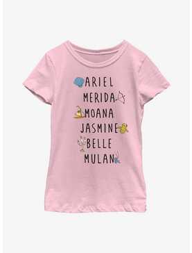 Disney Princesses Name Stack Youth Girls T-Shirt, , hi-res