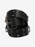 Skull Grommet Chain Belt, BLACK, hi-res