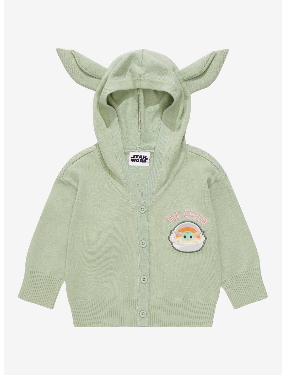 Star Wars The Mandalorian Grogu Ears Toddler Cardigan - BoxLunch Exclusive, OLIVE, hi-res