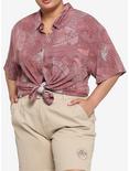 Her Universe Jurassic World Ellie Foliage Girls Resort Woven Button-Up Plus Size, PINK, hi-res