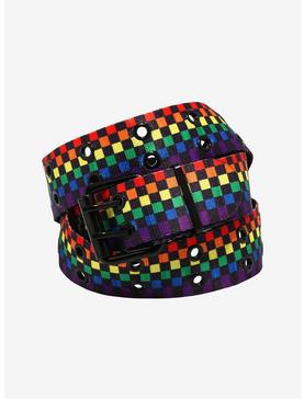 Rainbow Checkered Grommet Belt, , hi-res