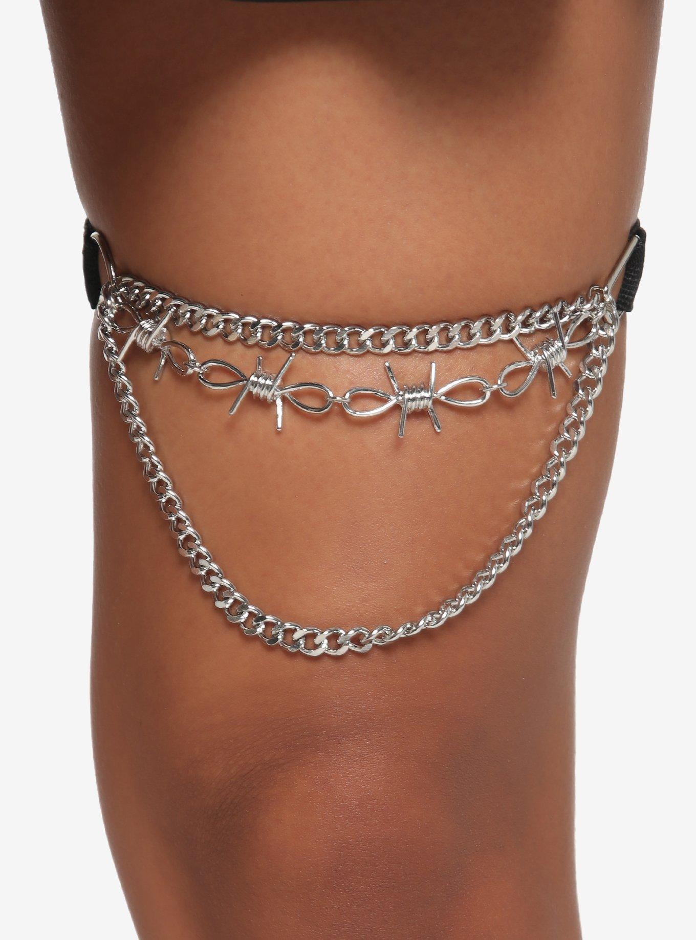 Barbed Wire Multi Chain Garter, , hi-res