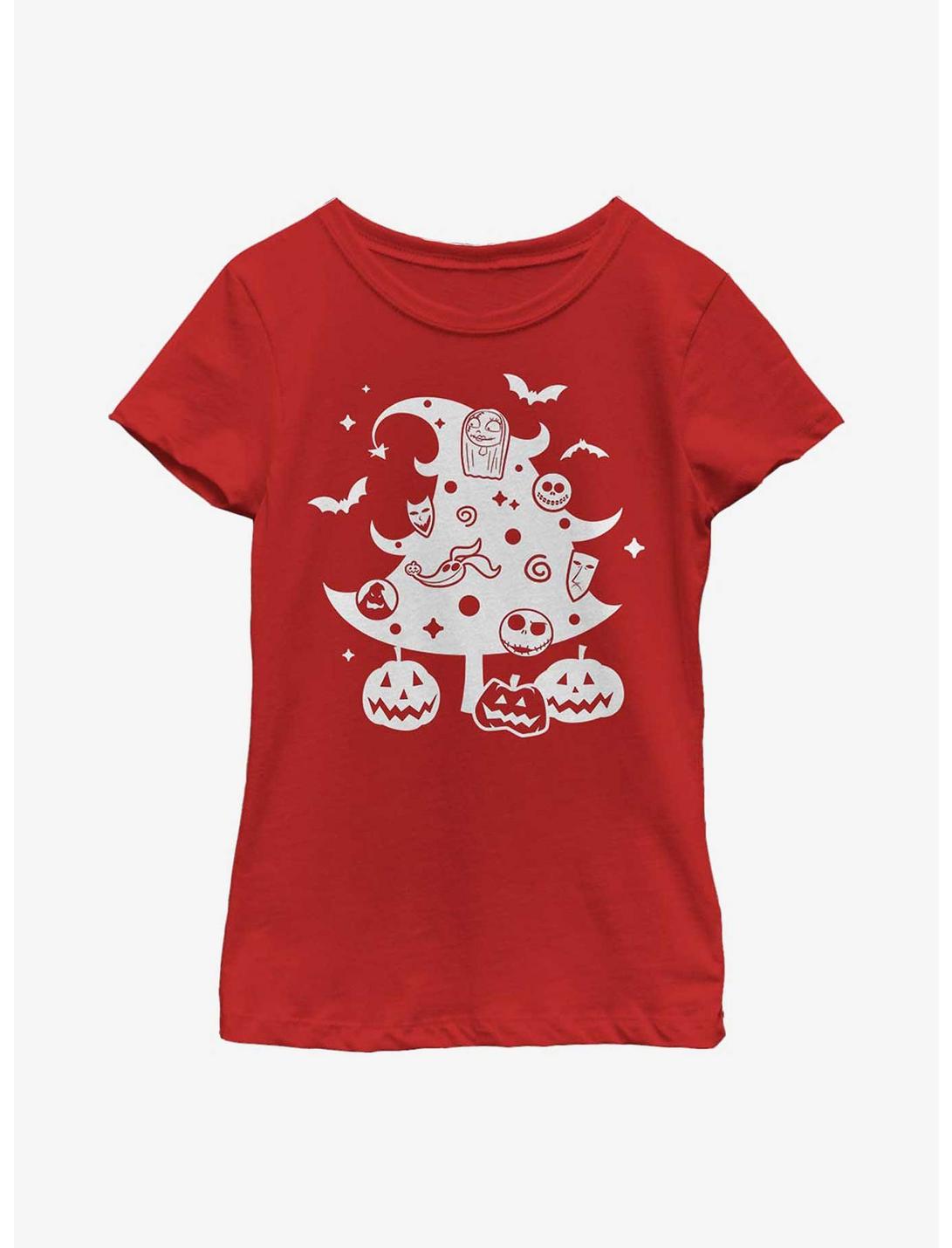 Disney Nightmare Before Christmas Nightmare Before Christmas Tree Youth Girls T-Shirt, RED, hi-res