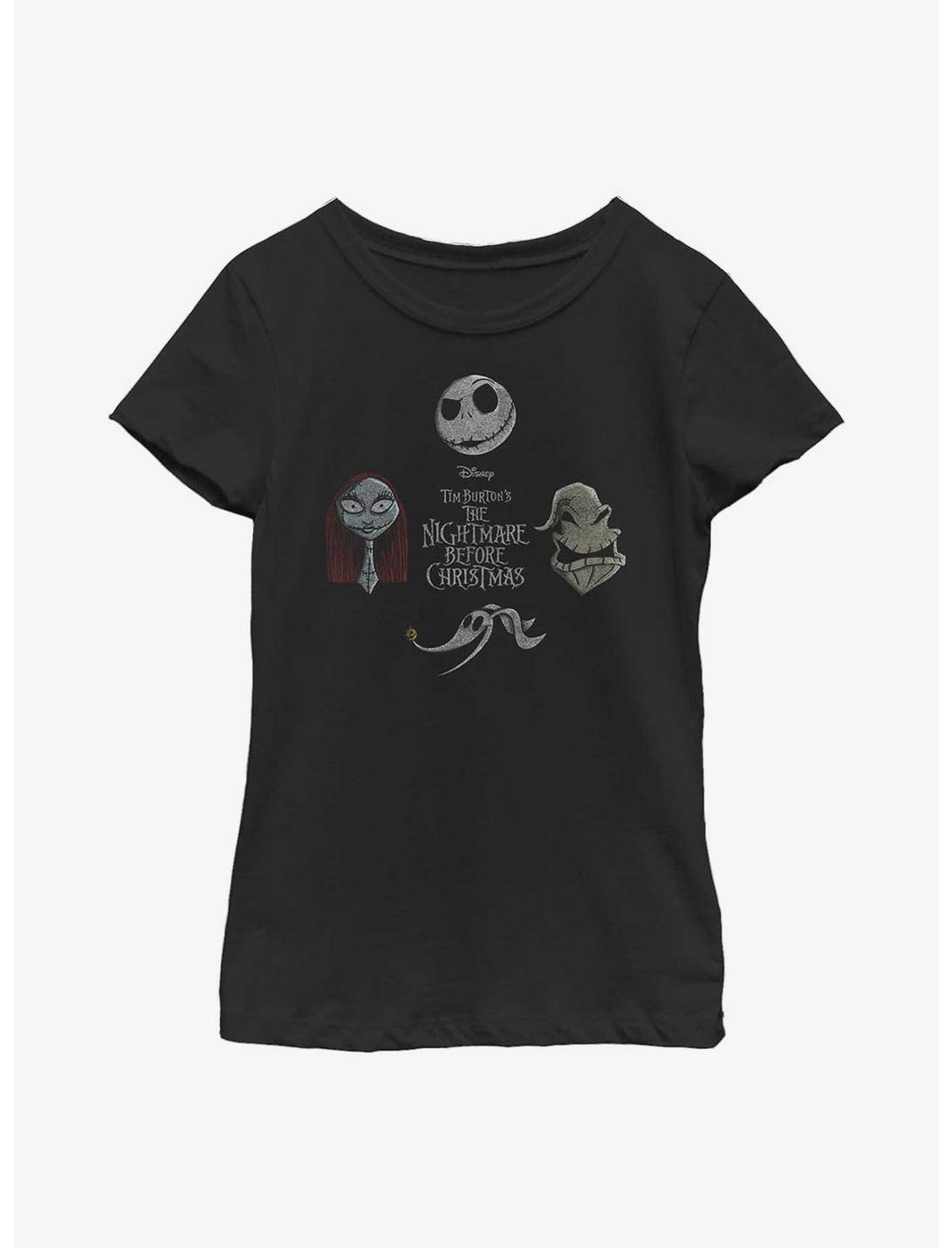 Disney Nightmare Before Christmas Heads Up Youth Girls T-Shirt, BLACK, hi-res