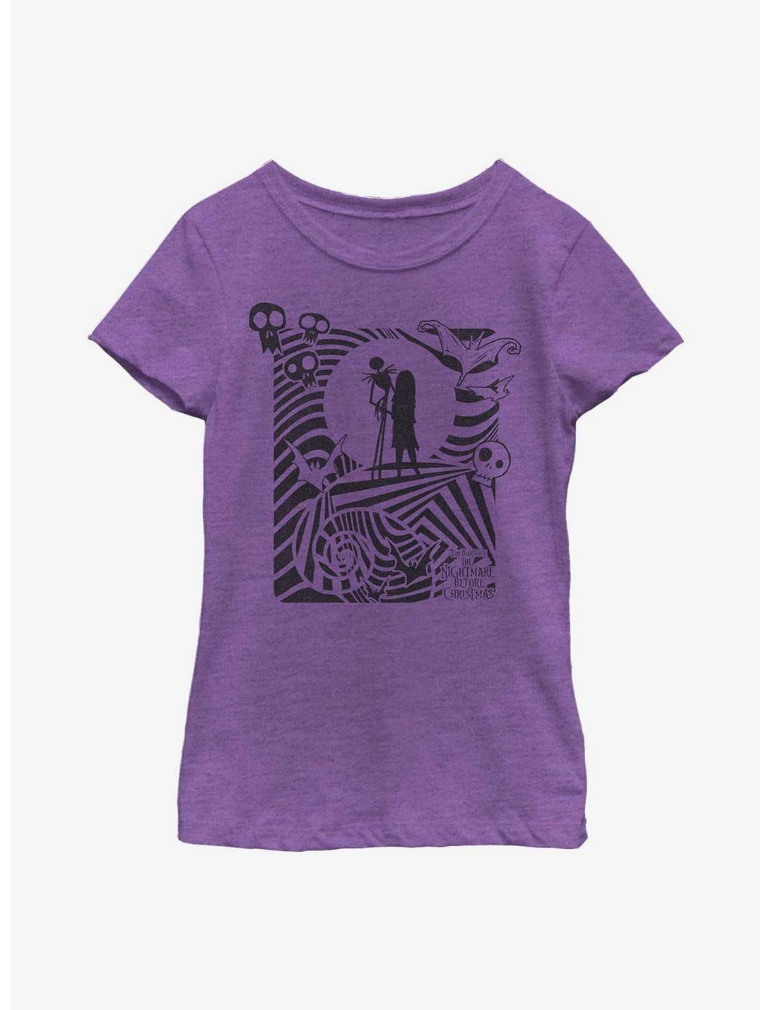 Disney Nightmare Before Christmas Hypnotic Jack And Sally Youth Girls T-Shirt, PURPLE BERRY, hi-res