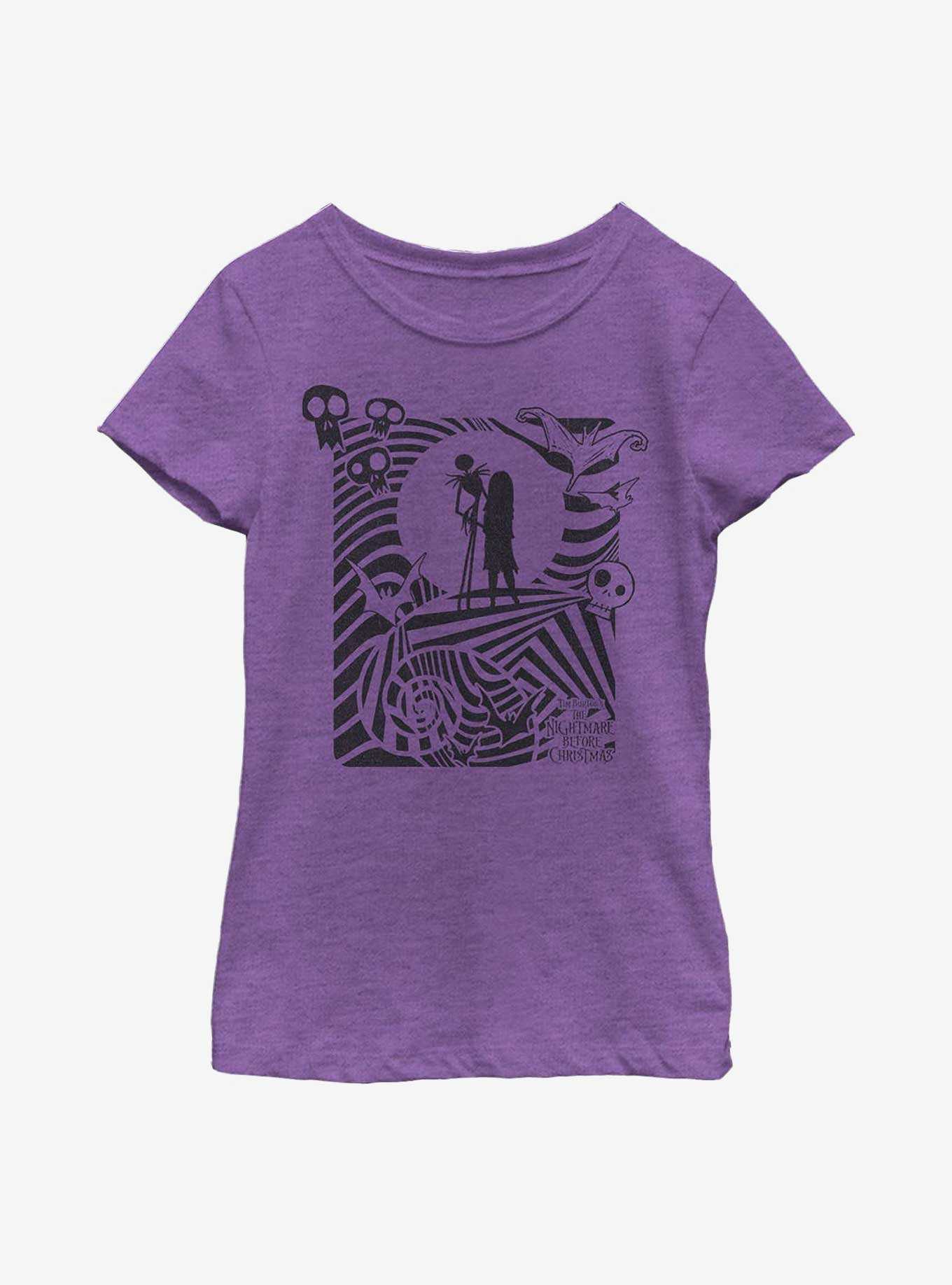 Disney Nightmare Before Christmas Hypnotic Jack And Sally Youth Girls T-Shirt, , hi-res