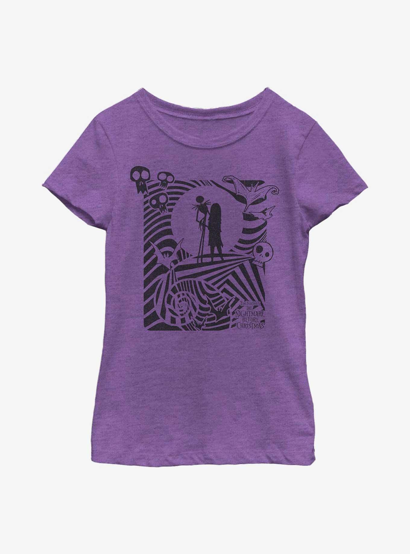 Disney Nightmare Before Christmas Hypnotic Jack And Sally Youth Girls T-Shirt, , hi-res