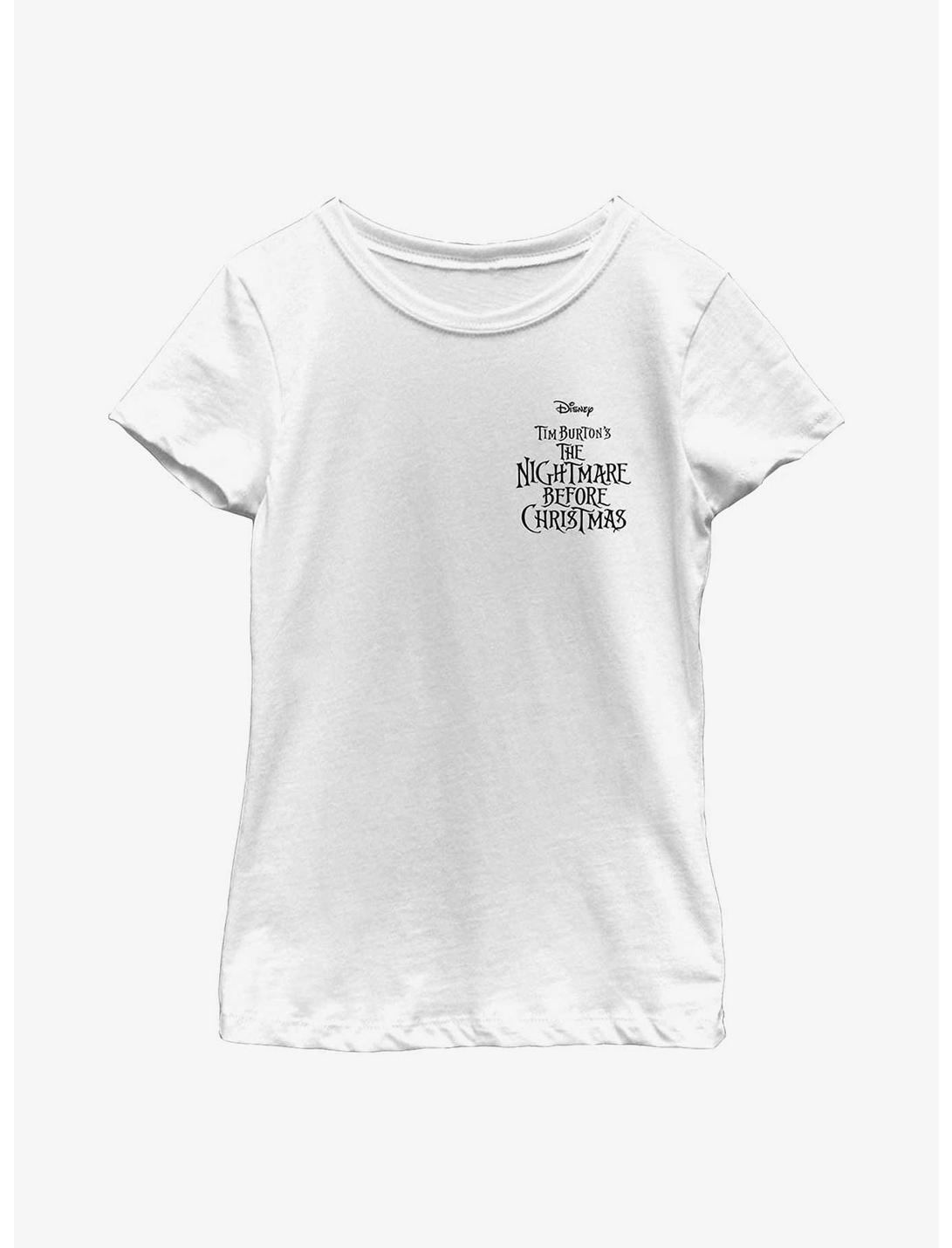 Disney Nightmare Before Christmas Logo Pocket Youth Girls T-Shirt, WHITE, hi-res