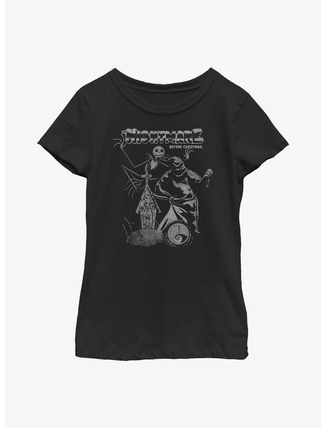 Disney Nightmare Before Christmas Vintage Poster Youth Girls T-Shirt, BLACK, hi-res