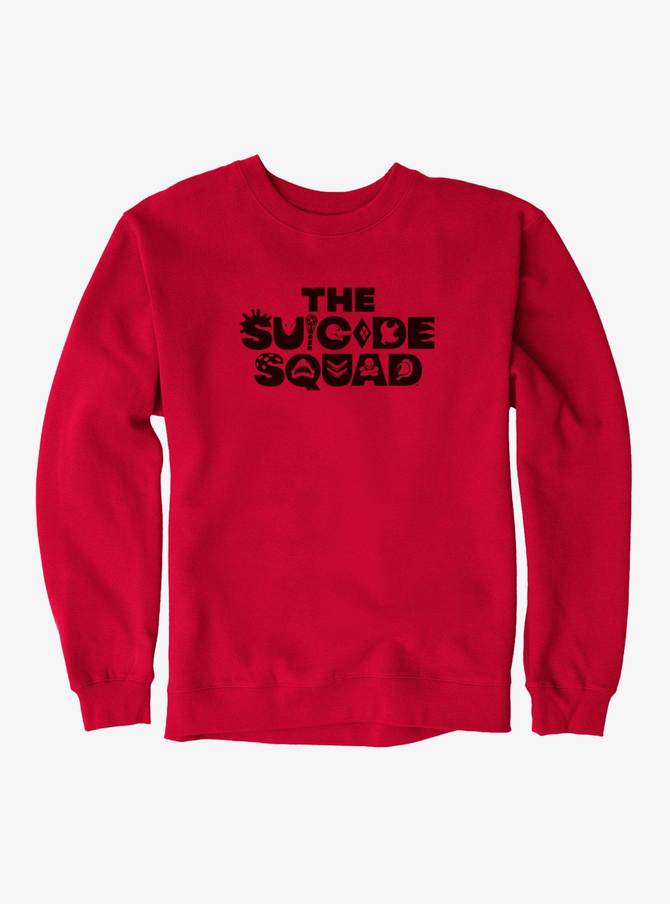 DC Comics The Suicide Squad Black Script Character Symbols Sweatshirt, , hi-res