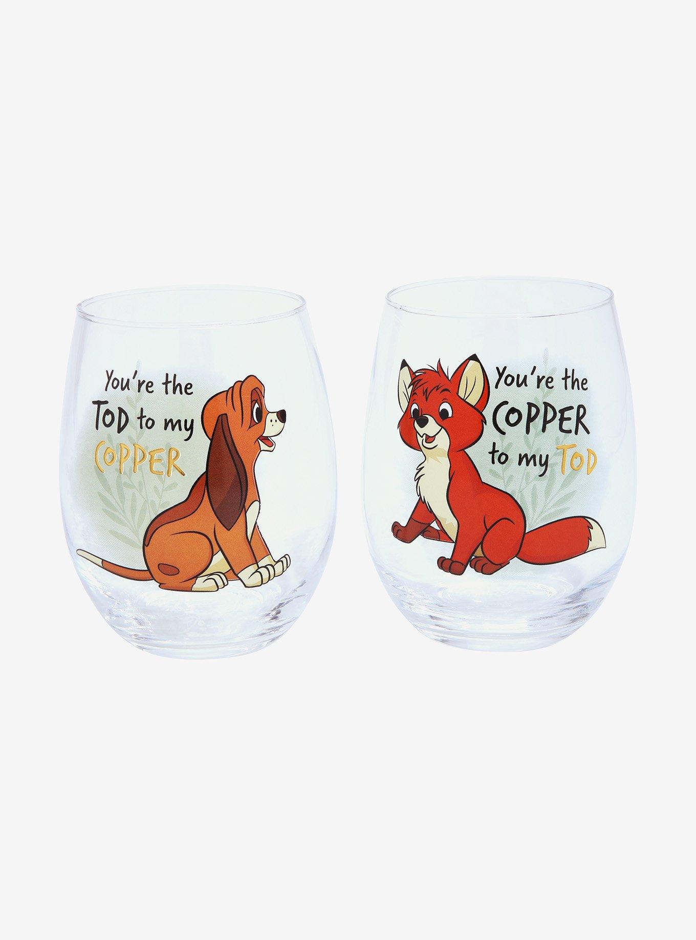 Disney The Fox and the Hound Tod & Copper Wine Glass Set - BoxLunch Exclusive, , hi-res