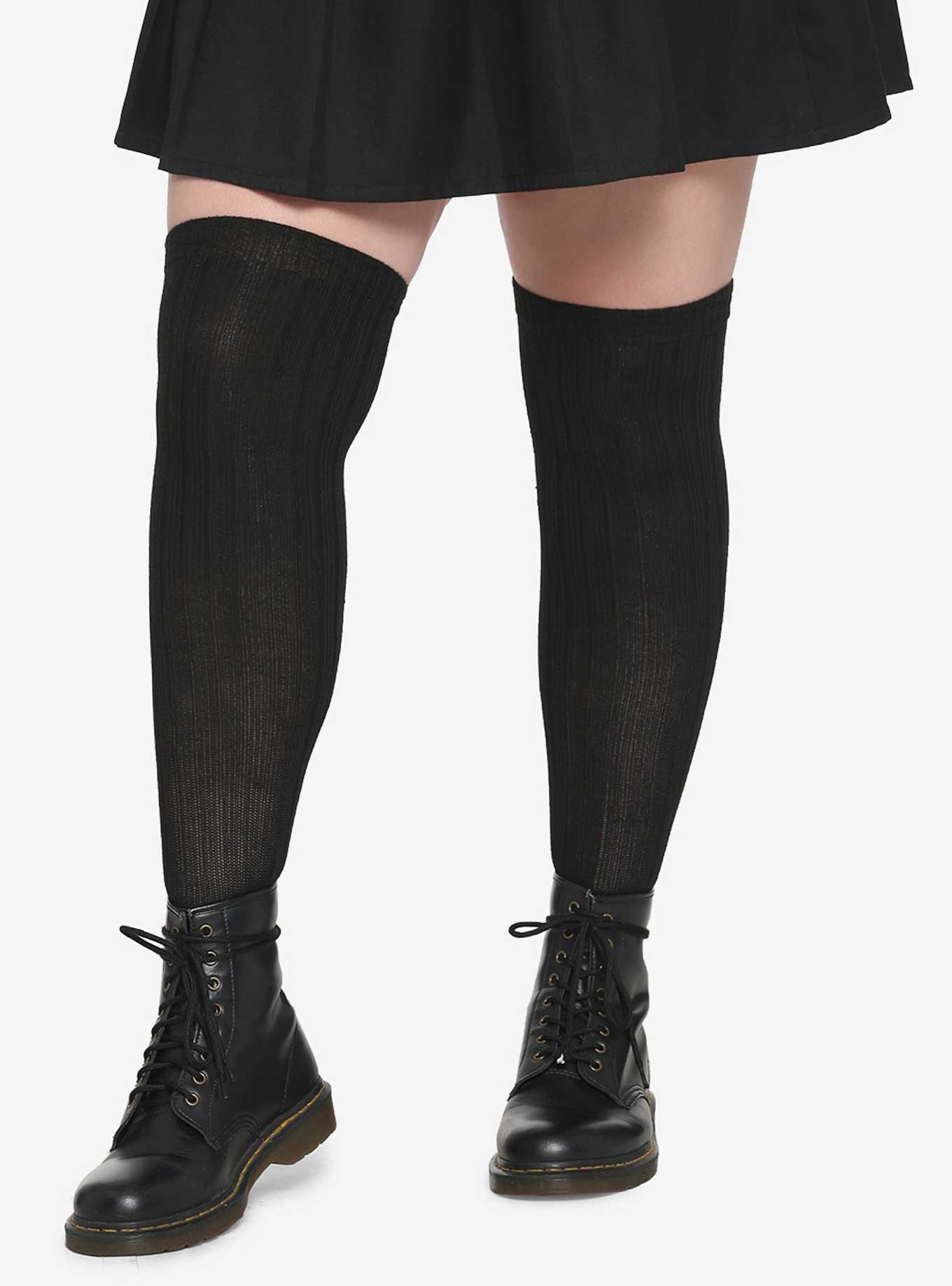 Thigh high black deals socks plus size