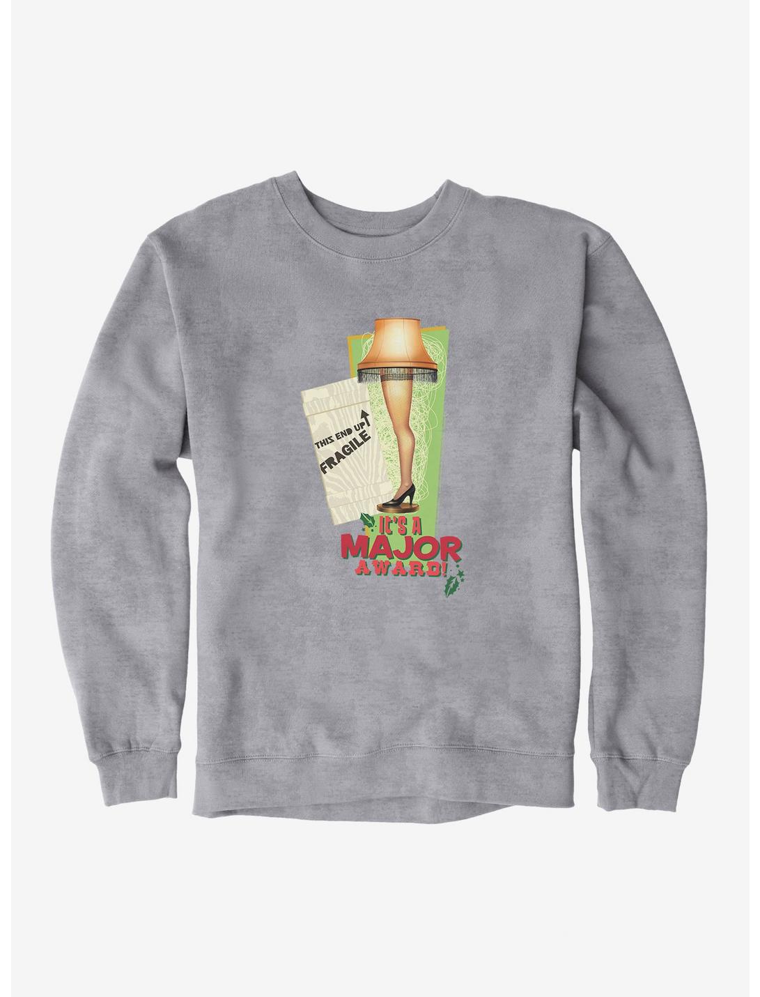 A Christmas Story This End Up Fragile Leg Lamp Sweatshirt, HEATHER GREY, hi-res