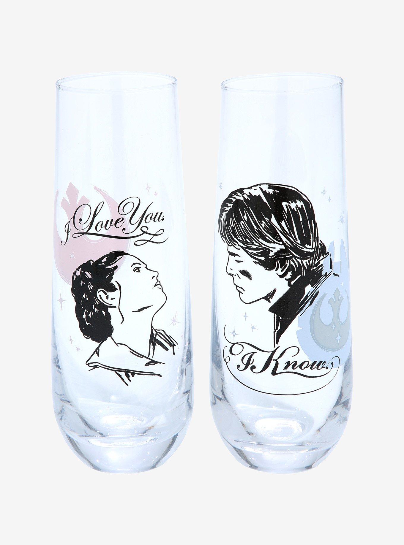 Star Wars Han & Leia I Love You Flute Glasses Set, , hi-res