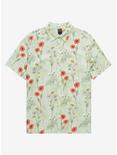 Her Universe Disney Peter Pan Tinker Bell Floral Plus Size Woven Button-Up - BoxLunch Exclusive , SAGE, hi-res