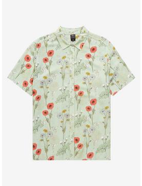 Her Universe Disney Peter Pan Tinker Bell Floral Plus Size Woven Button-Up - BoxLunch Exclusive , , hi-res