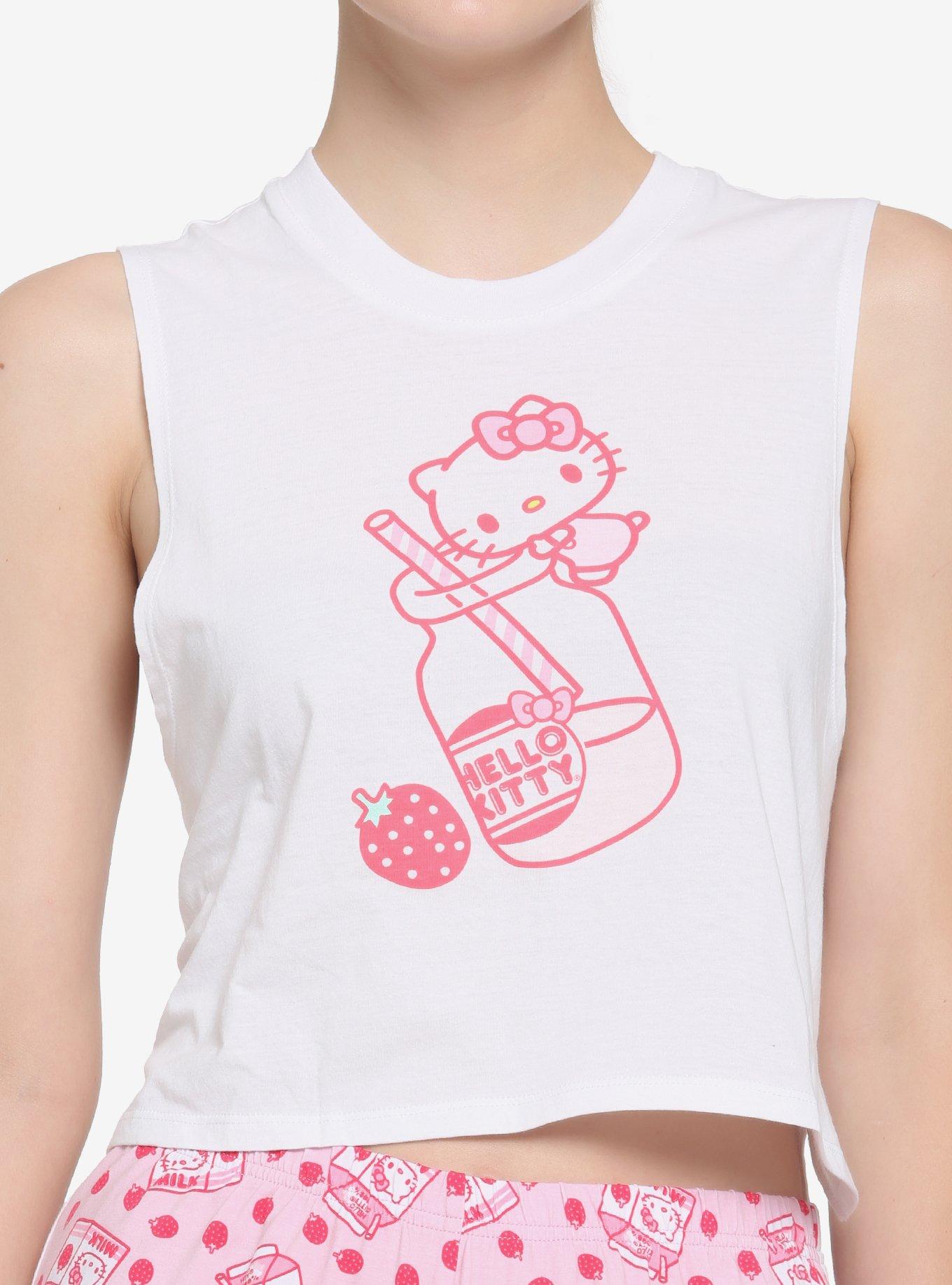 Hello Kitty Strawberry Milk Tank & Shorts Girls Lounge Set
