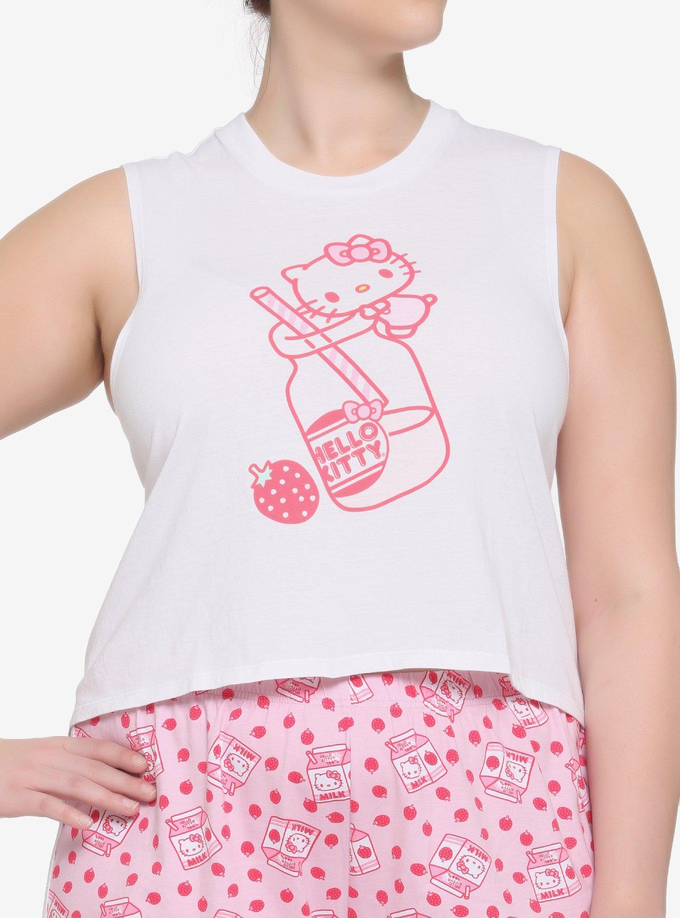 Hello Kitty Strawberry Milk Tank & Shorts Girls Lounge Set Plus Size, MULTI, hi-res