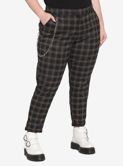 Rainbow Grid Pants With Detachable Chain Plus Size | Hot Topic