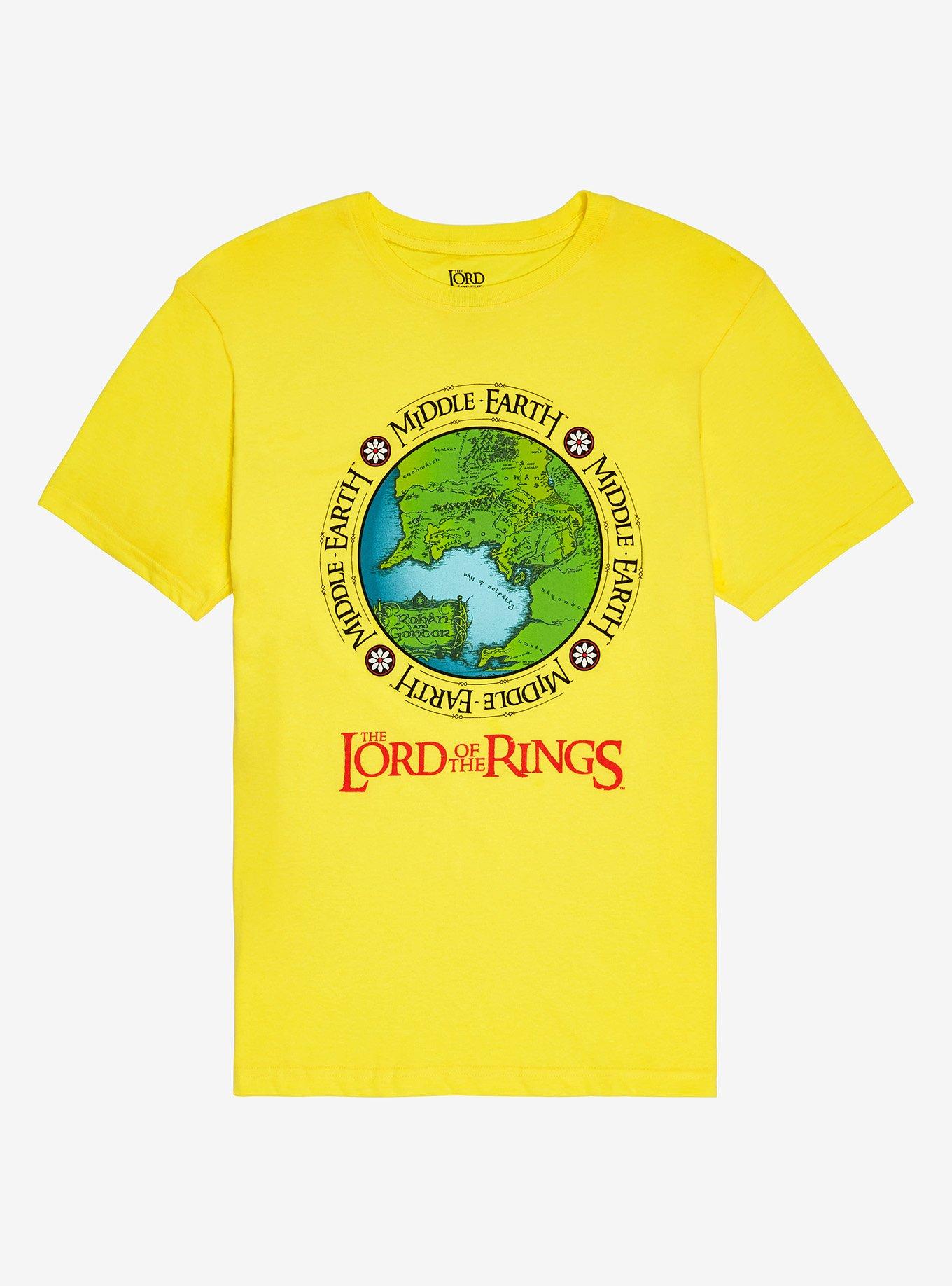 The Lord of the Rings Middle Earth Circular Map T-Shirt - BoxLunch Exclusive, BRIGHT YELLOW, hi-res