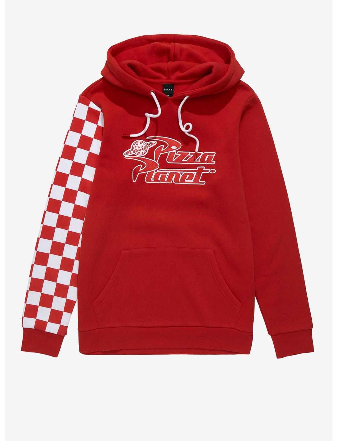 Disney Pixar Toy Story Pizza Planet Checkered Hoodie - BoxLunch Exclusive, RED, hi-res