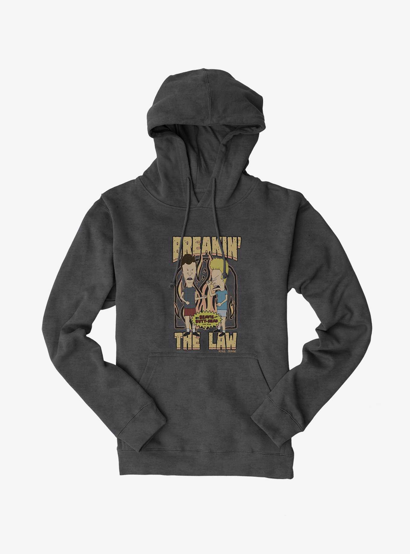 Beavis And Butthead Breakin The Law Hoodie, CHARCOAL HEATHER, hi-res
