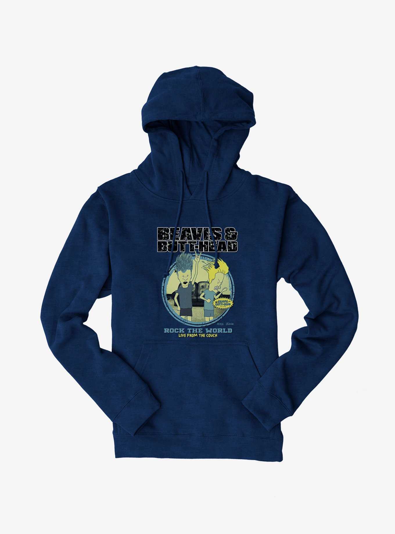 Beavis And Butthead Rock The World Hoodie, NAVY, hi-res