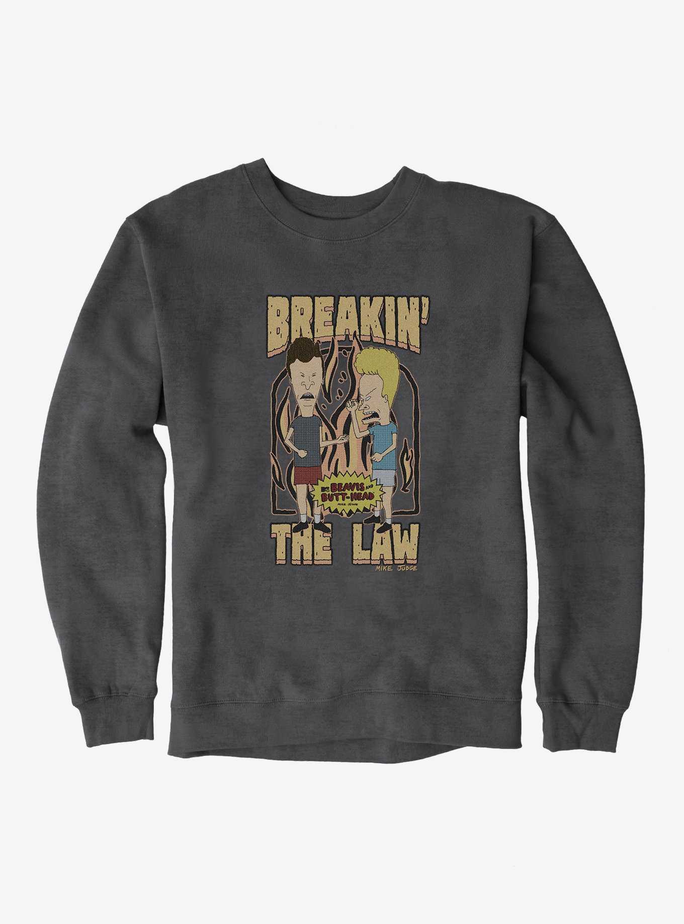 Beavis And Butthead Breakin The Law Sweatshirt, CHARCOAL HEATHER, hi-res