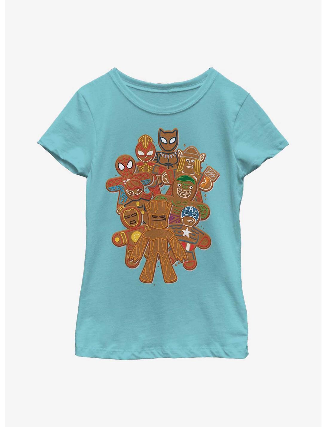 Marvel Avengers Gingerbread Cookies Youth Girls T-Shirt, TAHI BLUE, hi-res