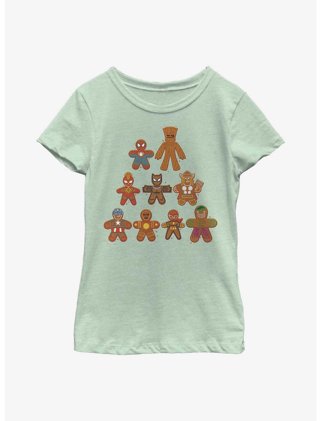 Marvel Gingerbread Cookie Tree Youth Girls T-Shirt, MINT, hi-res