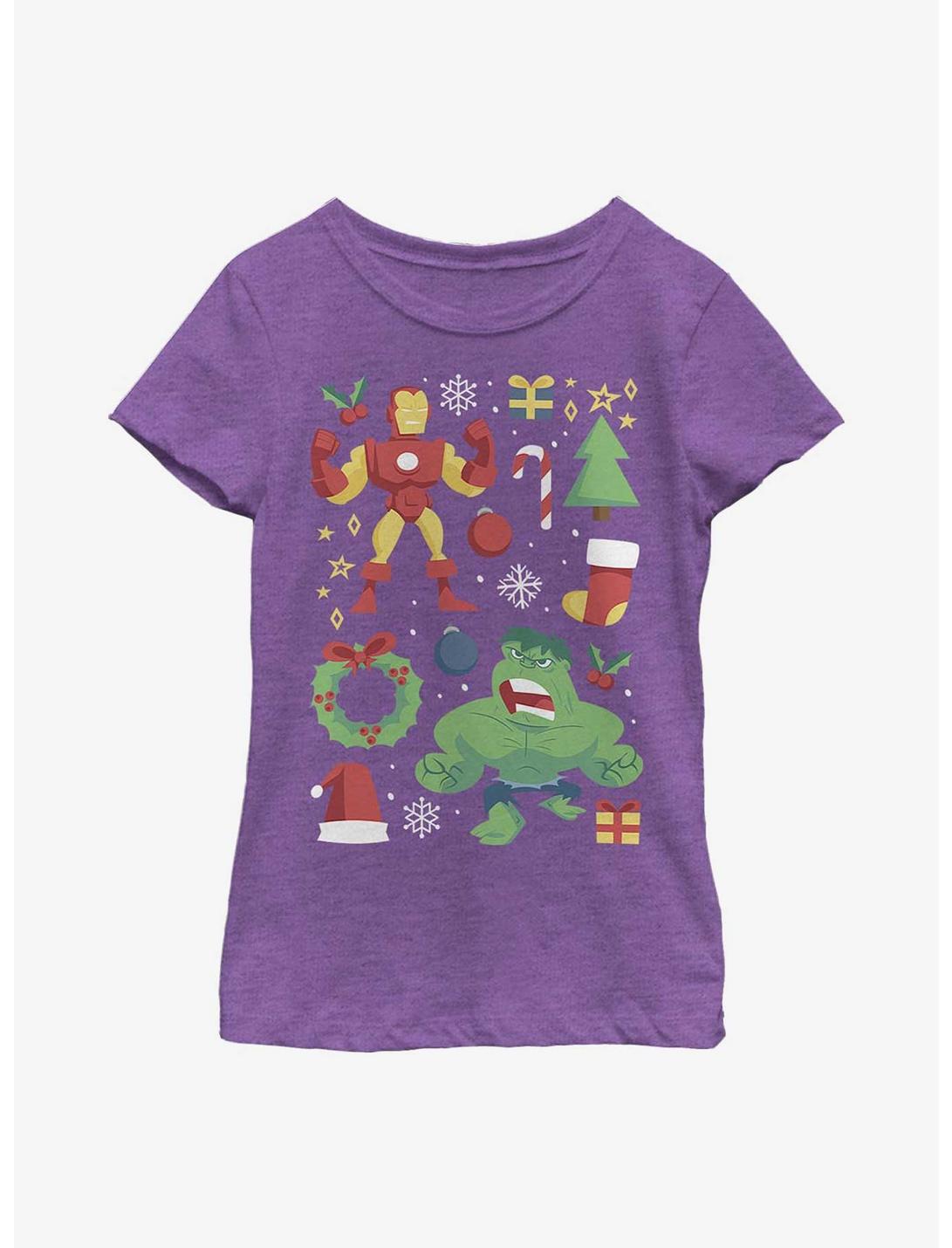 Marvel Avengers Holiday Cheer Youth Girls T-Shirt, PURPLE BERRY, hi-res