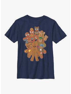 Marvel Avengers Gingerbread Cookies Youth T-Shirt, NAVY, hi-res