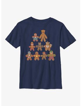 Marvel Gingerbread Cookie Tree Youth T-Shirt, NAVY, hi-res