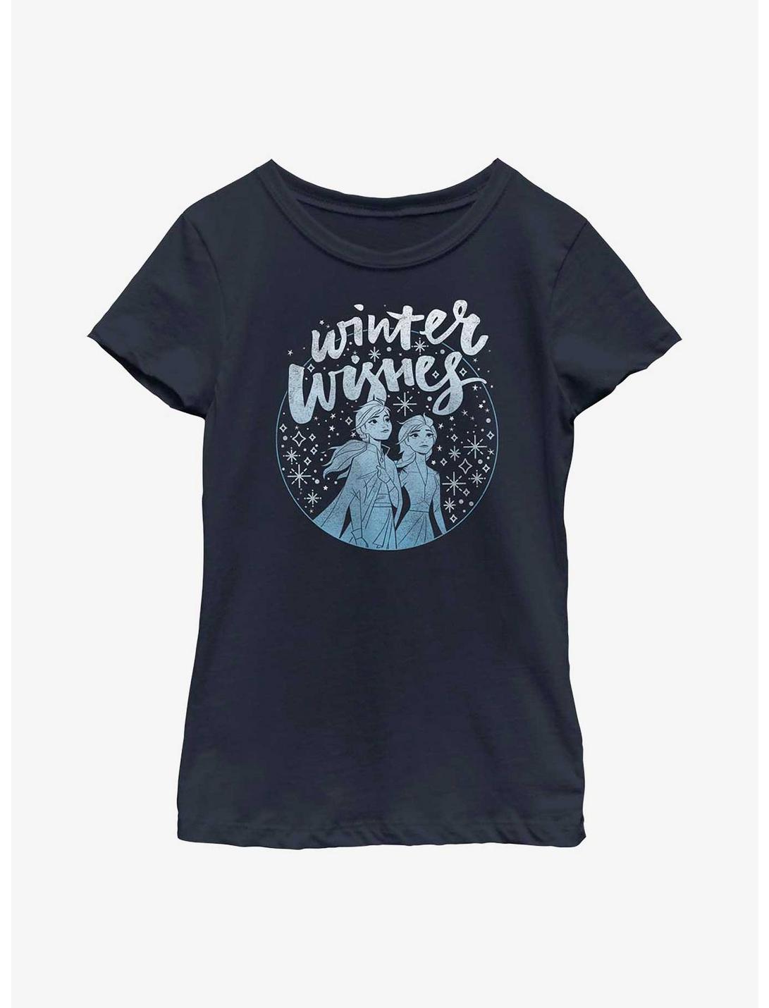 Disney Frozen Winter Wishes Youth Girls T-Shirt, NAVY, hi-res