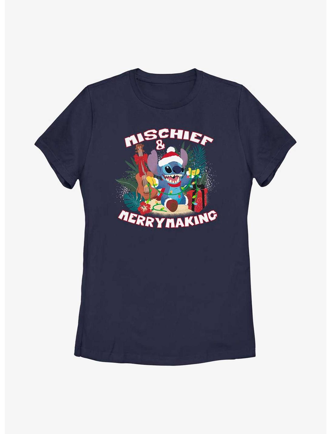 Disney Lilo And Stitch Mischief Merrymaking Womens T-Shirt, NAVY, hi-res